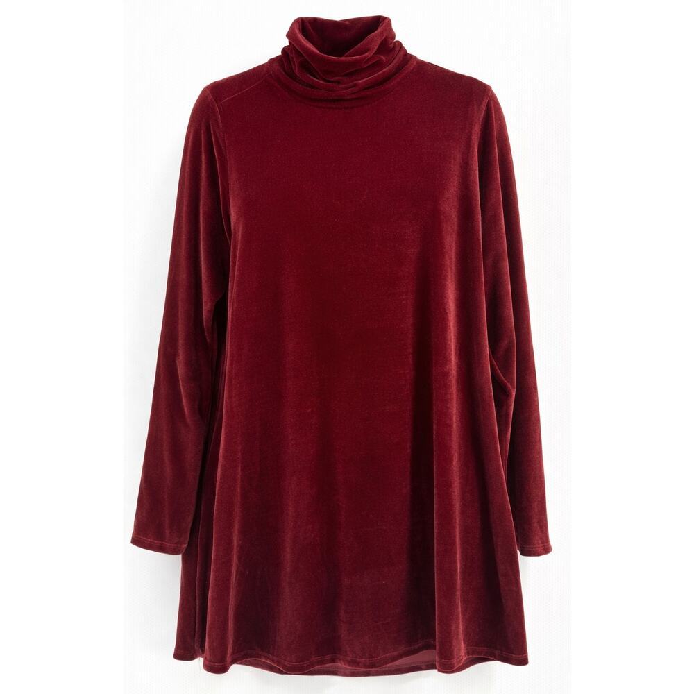 Soft Surroundings Velvet Turtleneck Tunic Blouse - Womens Size Medium - Burgundy - Picture 2 of 8